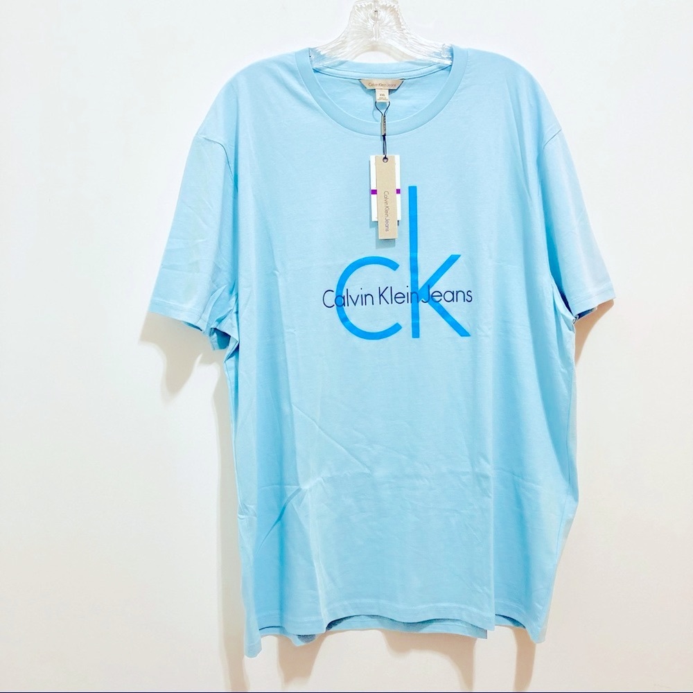NWT Calvin Klein Jeans Men’s Logo Crew Light Blue Tee